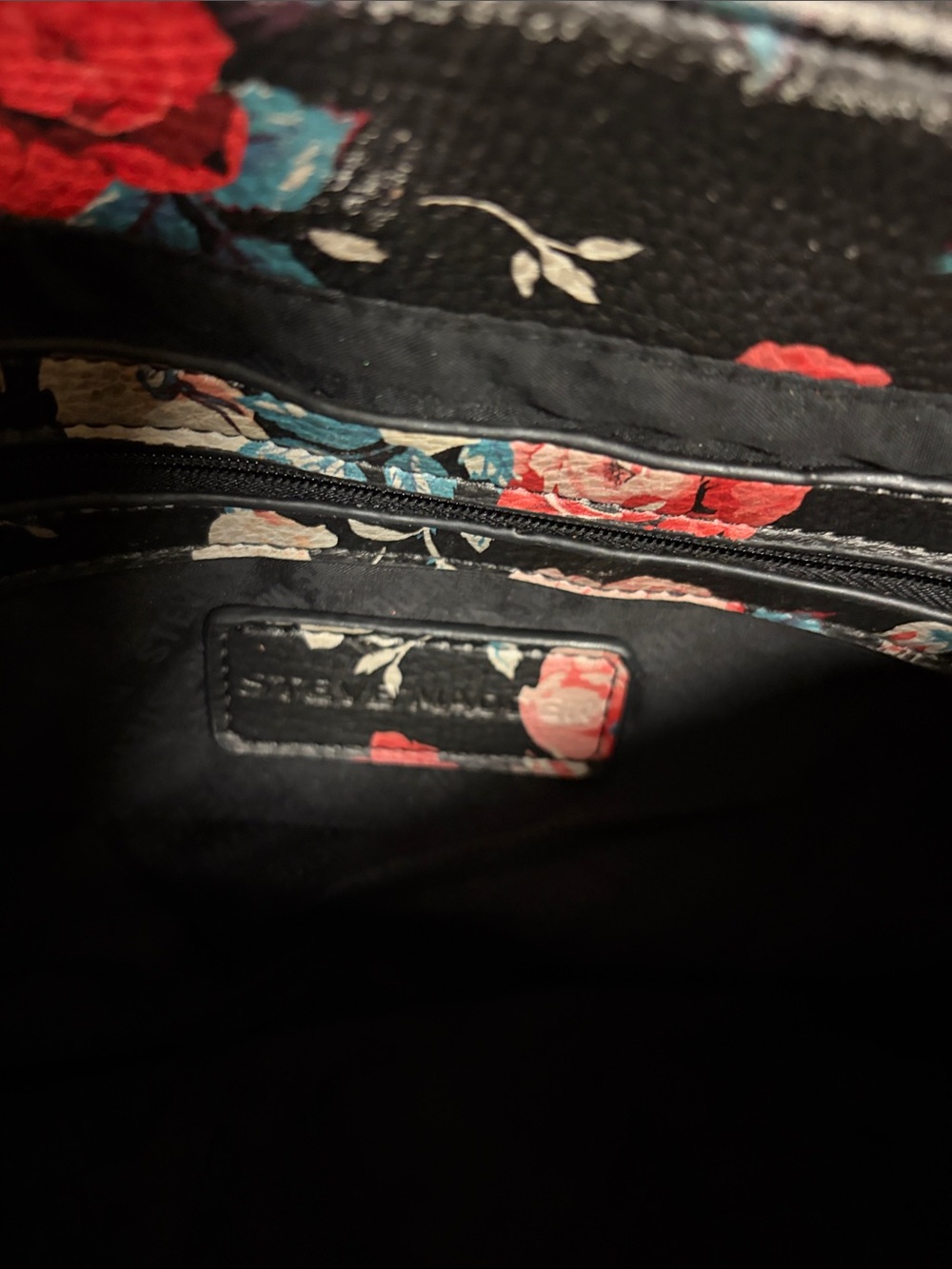 Steve Madden Black Floral Crossbody with Tassel GUC. Call-out- Rubbing - Picture 9 of 13